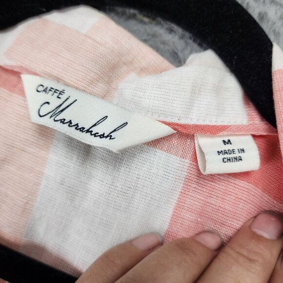 Cafe Marrakesh Top Womens Medium Pink Plaid Sleeveless Button Up Tank - Picture 5 of 8